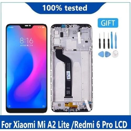 Original Display For Xiaomi Redmi 6 Pro LCD Touch Screen Digitizer Repair Parts For Xiaomi Mi A2 Lite Screen LCD Display Frame