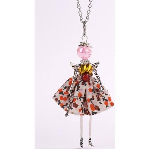 The new angel wings cute doll pendant necklace female key accessories free shipping wholesale fashion jewelry can be multicolor