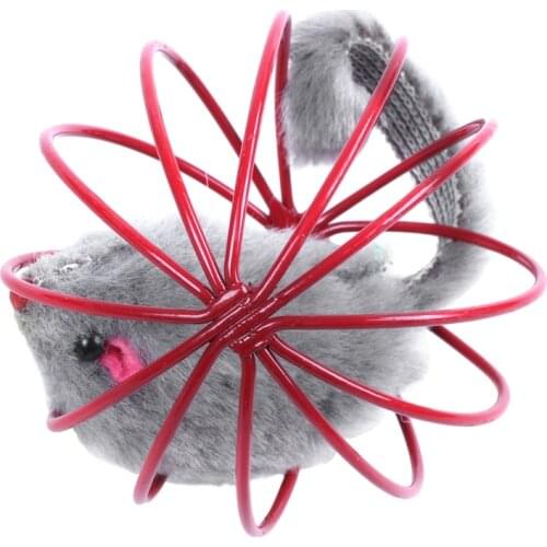 Pet Cat Kitten Funny Playing Toy Teal Fake Mouse Mice Rat in Cage Ball