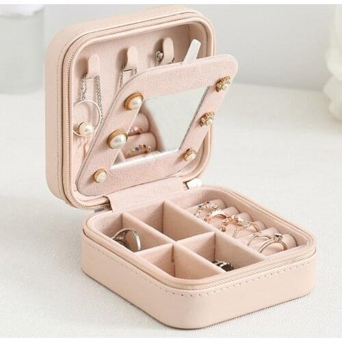 AVEBIEN Portable Fresh and Simple Earrings Jewelry Box Necklace Ring Multifunctional Jewelry Storage Box шкатулка для украшений