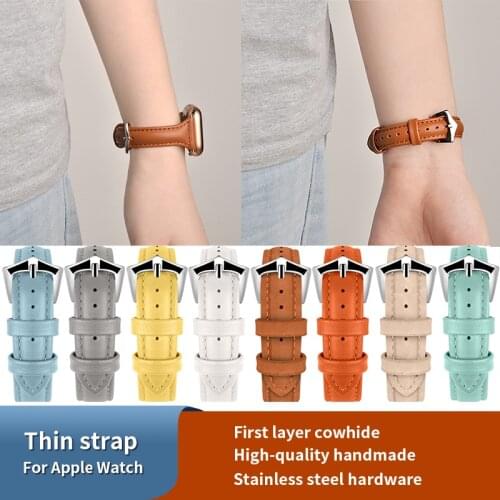 Kebitt Single Tour Genuine Leather Strap For Apple Watch 6 se 5 4 3 2 1 Women Thin Band