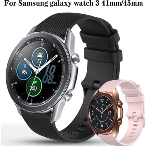 For Samsung Galaxy Watch 3 45mm 41mm Gear S3 S2 Sport Quick Release Grid Pattern Silicone Watchband 22mm 20mm Wristband Bracelet