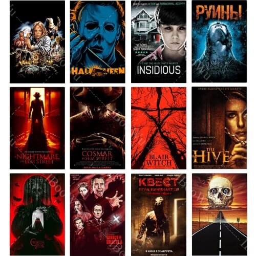 Retro Horror Posters Terrifying Classic Movie Metal Plate Home Wall Decor Vintage Tin Signs 20x30cm