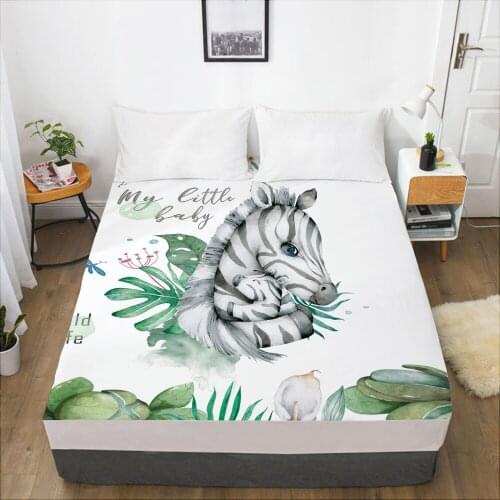 Cartoon Childrens Elastic fitted sheet bed sheet With An Elastic Band 160x200 Mattress Cover Bed cover for kids baby zebra
