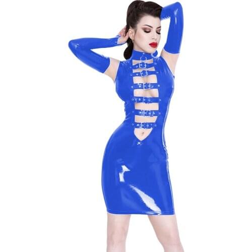 Sexy Women Dress Hollow Out Party Cocktail Dress Faux Leather Pencil Dresses Sleeveless Short Prom Dress Plus Size 7XL