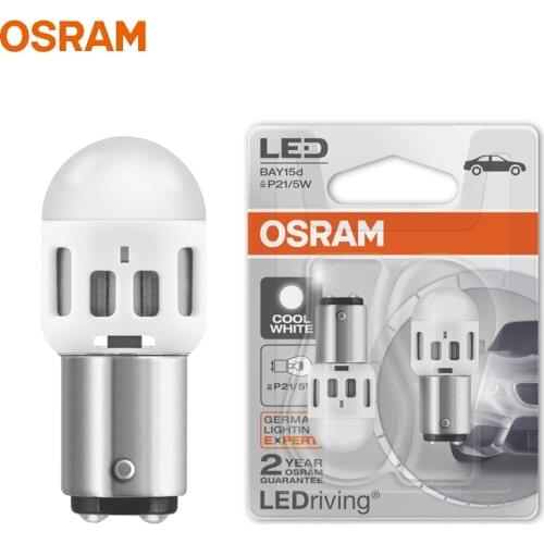 OSRAM LED P21/5W Signal Lamps S25 BAY15d 1357CW LEDriving BASIC 6000K Cool White LED Reverse Light Brake Lamp Standard Bulb 2pcs
