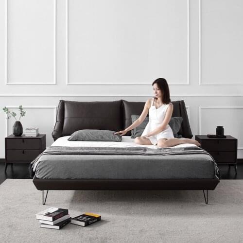 Light luxury net red tatami bed style bedroom model room leather industrial style wedding bed master bedroom double leather bed