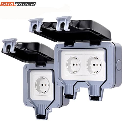 Outdoor Wall Sockets EU Plug Electrical Power Outlets IP66 Weather Dust Proof Waterproof IP66 Outside Use Masterplug 1/2 Way