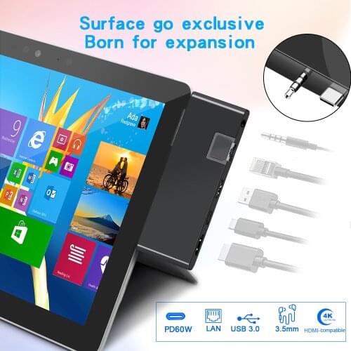 Rocketek USB 3.0 Card reader HUB 4K HDMI-compatible Gigabit Ethernet adapter 3.5 audio SD/TF micro SD for Microsoft Surface GO 2