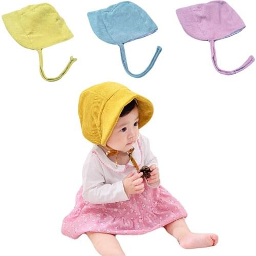 Spring and Autumn Breathable Thin Childrens Sunscreen Ear Protection Corduroy Court Hat New Male and Female Baby Hood