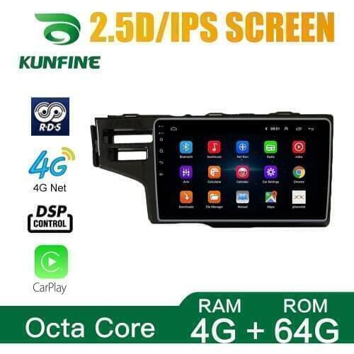 Octa Core Android 10.0 Car DVD GPS Navigation Player Deckless Car Stereo for Honda FIT 2014 -17 double hole Radio wifi headunit