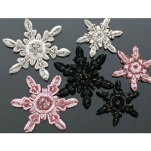 Upscale snowflake tassel handmade beaded patch vintage applique Diy T-shirt jacket sweater sock sew on decoration patches