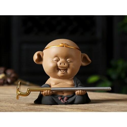 Yixing zisha tea pet on tea tray handmade Pig King small size house decoration holiday gift house warming gift on sales in China
