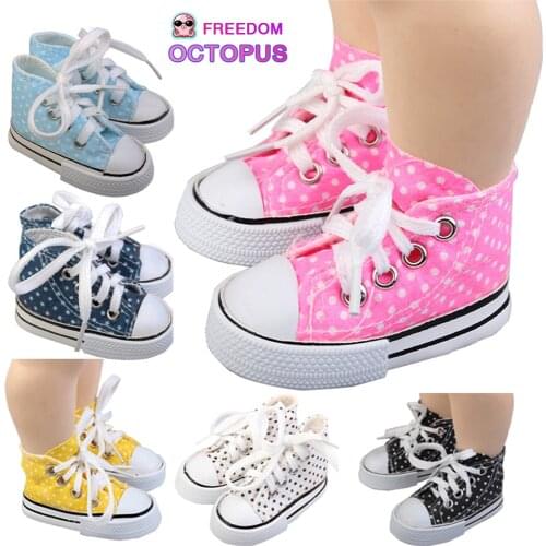 Dots Canvas Doll Shoes For 1/3 BJD Doll Mini 7.5*3*4cm High-top Canvas Sneakers For Russian DIY Doll Best Gift