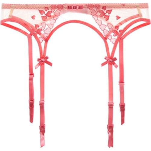 Sexy temptation gauze embroidery garter clip garter suit gray love