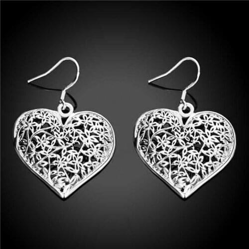 Silver Color Earrings For Women Exqusite Big Heart Drop Earing Brincos Femme Trendy Jewelry Accessories Wholesale Party Gifts