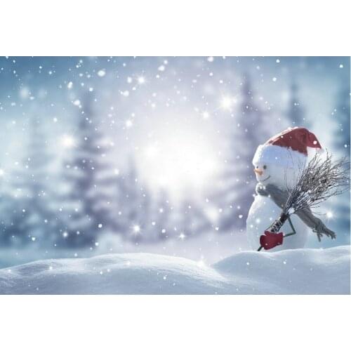 Winter Forest Decor Backdrop Lovely Snowman Photography Background Natural Snowflake Xmas Party Decoration Photo Booth