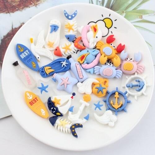 10pcs 28mm Mixed Ocean animals Resin Crafts Christmas Decoration Flatback Cabochon Embellishment For Scrapbook DIY Accessoris