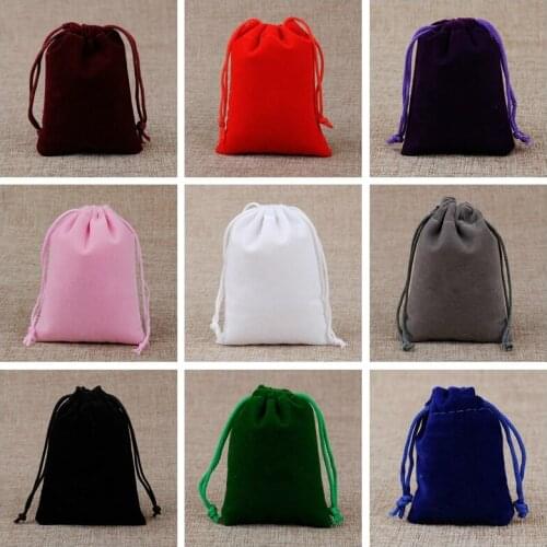 10PCS 9x12cm Drawstring Velvet Bag Jewelry Packaging Display Pouches Christmas New Year Birthday Party Candy Chocolate Gift Bags