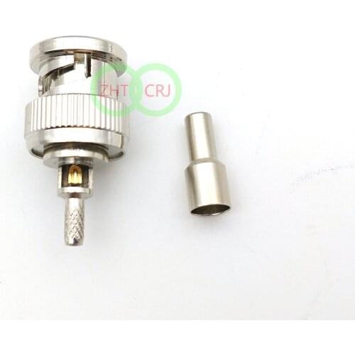 100pcs 75 Ohm copper BNC male Plug Crimp LMR100 RG316 RG179 cable ADAPTER