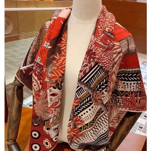 2020 new arrival autumn winter classic sun design 140*140 cm scarf 65% cashmere 35% silk scarf wrap for women lady girl