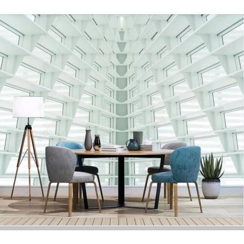 Papel de parede 3D solid geometric rectangle white ladder space 3d wallpaper mural,living room bedroom wall paper home decor