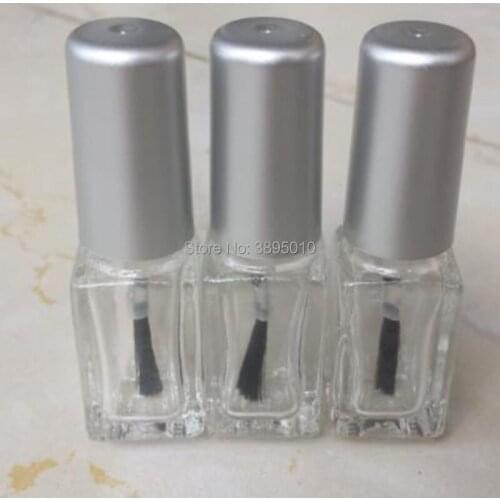 5ml Empty Glass Nail Polish Bottle Transparent With A Lid Brush Empty Cosmetic Square Nail Oil Glass Bottles Containers F1135