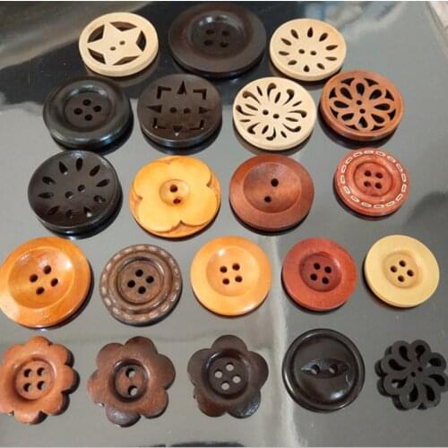 50 PCS wood button coat suit button series with round wooden button