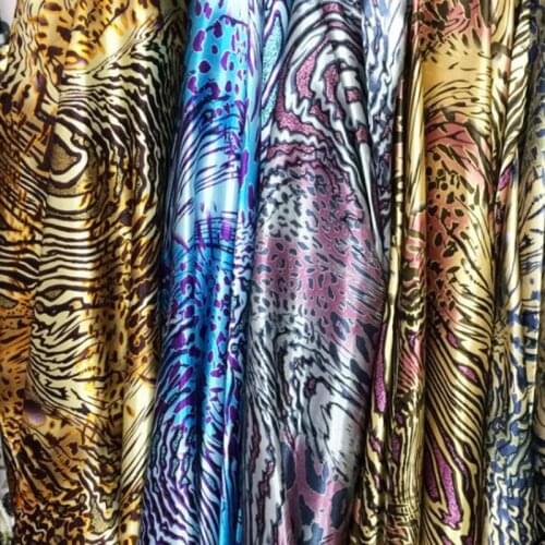 Leopard Printed satin fabric decor sewing craft material Polyester Doll cloth Silky Satin Fabric fashion