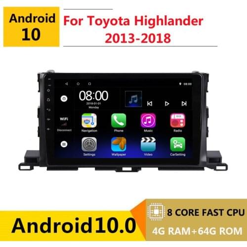 2 din 8 core android 10 car radio auto stereo for Toyota Highlander XU50 2013 2014 15-2018 navigation GPS DVD Multimedia Player