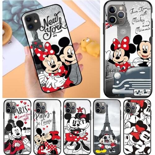Mickey Minnie in London for Apple iPhone 12 Pro Max Mini 11 Pro XS Max X XR 6S 6 7 8 Plus 5S SE2020 Soft Black Phone Case