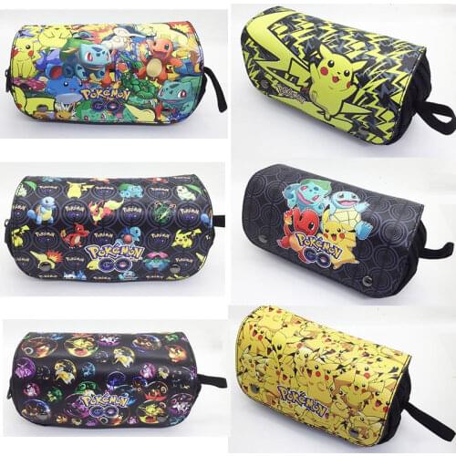 Pokemon School Student Pencil Case Pikachu Pencilcase Double Layer Pencil Bag Cartoon Anime Pen Pouch Children Kid Birthday Gift