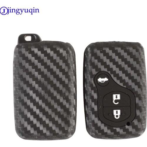 Jingyuqin 3b Carbon Silicone Remote Folding Key Case Cover For Toyota Land Cruiser Prado 150 Camry Prius Crown For Lexus