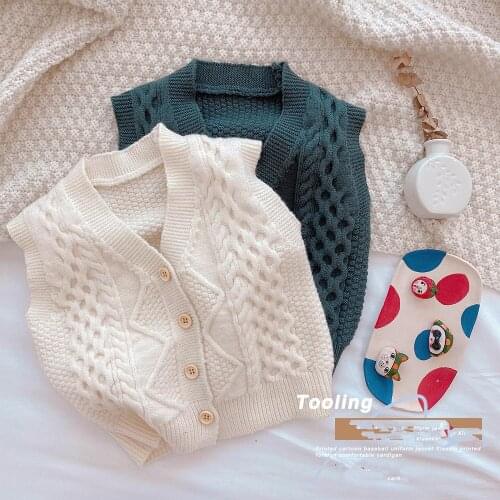 Kids Vests 2021 Spring New Childrens Casual V Neck Knitted Waistcoat for Boys Girls Toddler Baby Sweater Vests Kids Clothing