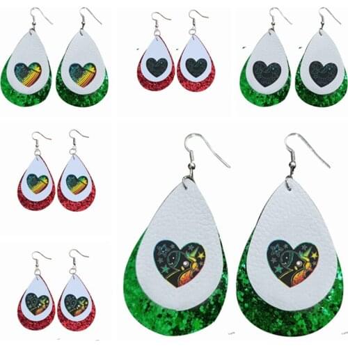 Two Layers Magic Color Unicorn Earrings For Valentines Day Gift Faux Leather Jewelry