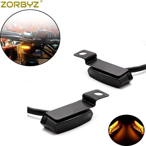 ZORBYZ Flowing Water Lighting Turn Signal Light Black Mini LED Clutch Lever Mount Lamp Indicator For Kawasaki Yamaha Harley