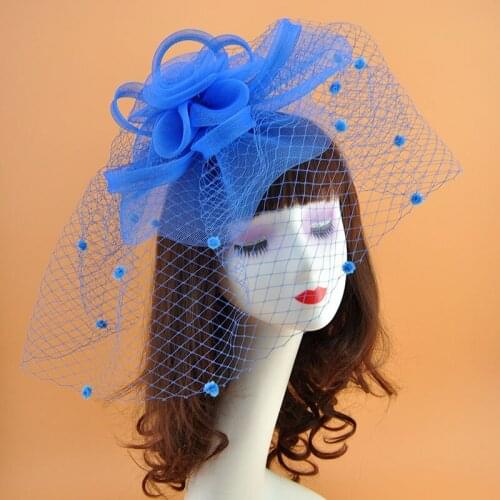Dot Veil Mesh Headwear Hair Clip Wedding Fascinator Hats For Women Fashion Cocktail Party Feather Yarn Large Hair Accessories