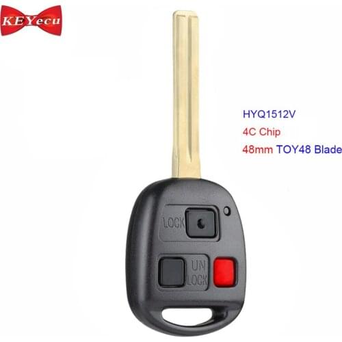 KEYECU for Lexus LX470 1998-2000 Remote Car Key Fob 4C Chip HYQ1512V 48mm Blade 314.3MHz