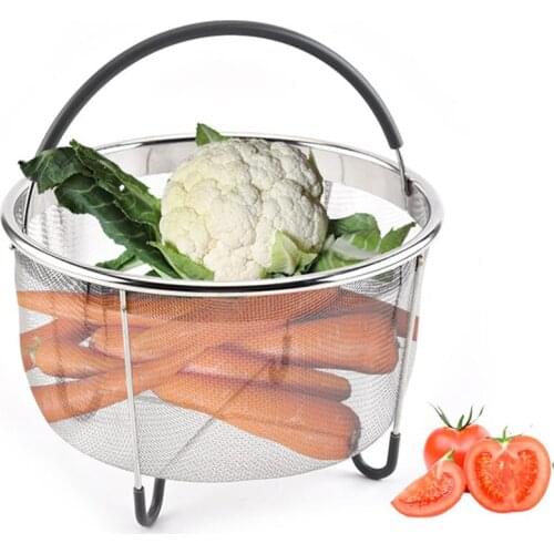 Multifunctional Simple Portable Steamer 304 Stainless Steel Vegetable Basket Silicone Handle Drain Basket Kitchen Steamer