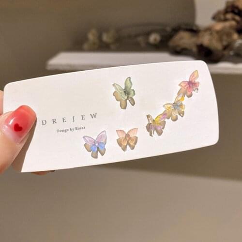 Fashion Fairy Stereo Butterfly Earrings Set Combination Small Simple Niche Design Online Celebrity Hypoallergenic Earrings