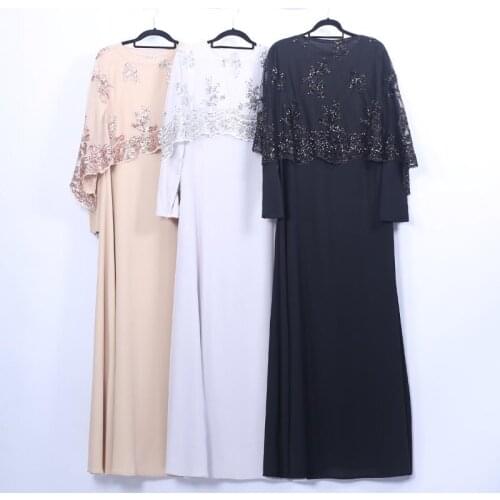 Muslim Sequin Abaya Islamic Cape Jilbab Dubai Cloak Kaftan Long Dress Robe Gown Middle East Arab Dress Party Loose Elegant Dress