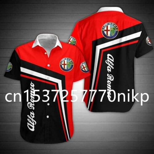 2021 Spring&summer Alfa Romeo Mens Shirt Harajuku Casual Oversized T-shirt High-quality Button Cardigan 3D Anime Mens Clothing