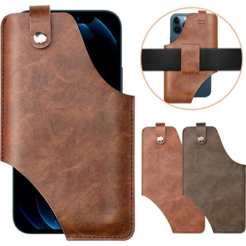 Men Cellphone Loop Holster Case With Button Outdoor Pu Waist Bags Running Jogger Cycling Hiking Camping Belt Phone Wallet