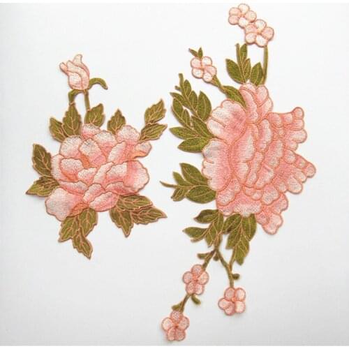 Set of 2pcs Flower Embroidered Applique Venise Lace Fabric Clothes Sewing Supplies Craft Wedding Dress Neckline Neck Collar Trim