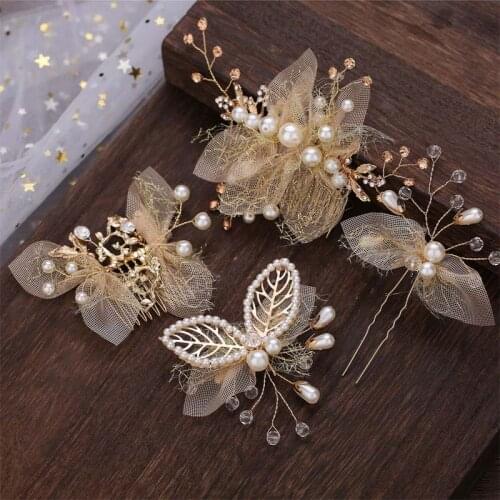 2021 latest bridal headdress head flower hairpin female Sen Department wedding dress toast clothing handmade hair accessories