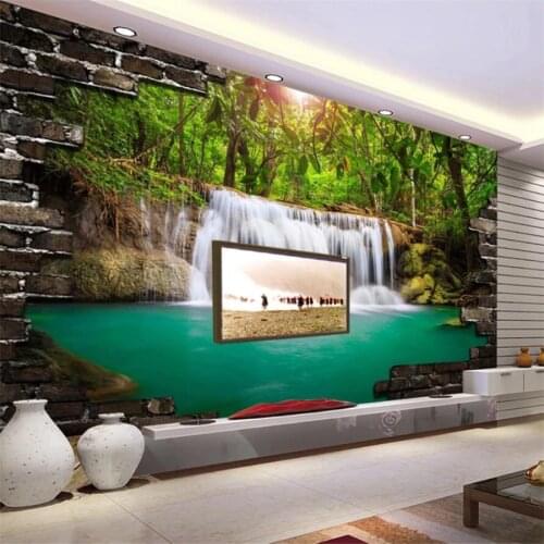 Beibehang Custom wallpaper 3d mural fashion brick wall water landscape 3D TV background wall papers home decor papel de parede