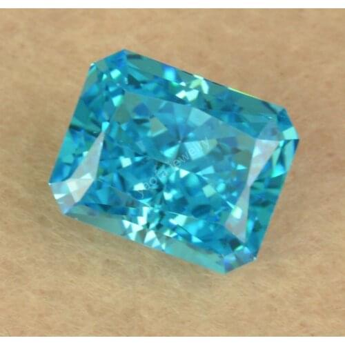 Sale 8A Crushed Ice Diamond Radiant Cut Sea Blue Synthetic Cubic Zirconia Stone Rectangle Octangle Shape Loose Gems For Jewelry
