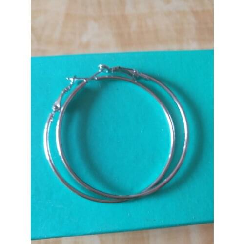 925 Sterling Silver Hoop Earrings 40/50 / 60mm Earrings Round Circle Silver Dome Earrings Allergy Bride Christmas Gift E070