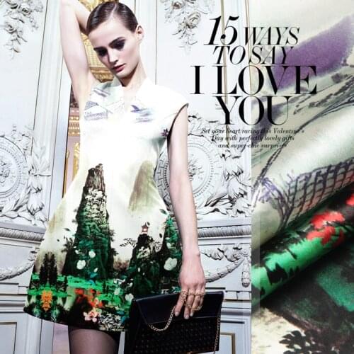 PRINTED SILK STRETCH SATIN 118cm width 19momme Pure Silk Fabric Positioning Printing Flower Pattern MOQ 1.1M