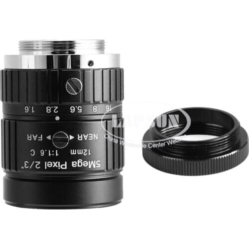 Wide Field Area CCTV HD 12mm 5MP 2/3 inch CS C-Mount Security Industry Microscope Camera Manual Aperture Lens CCTV Lens